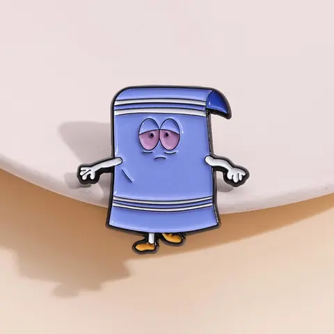 Cartoon Toilet Paper Character Enamel Lapel Pin, Cute Alloy Badge for Backpacks, Hats, and Clothes, Unisex Fashion Accessory, Alloy Brooch Pin, Men Accessories
