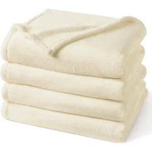 PHF Soft Fleece Blanket Queen Size, Cozy 300gsm Lightweight Bed Blanket, No Shed No Pilling, Plush Anti-Stati Microfiber, Room Home Gifts for and Men, 90" x 90", Cream