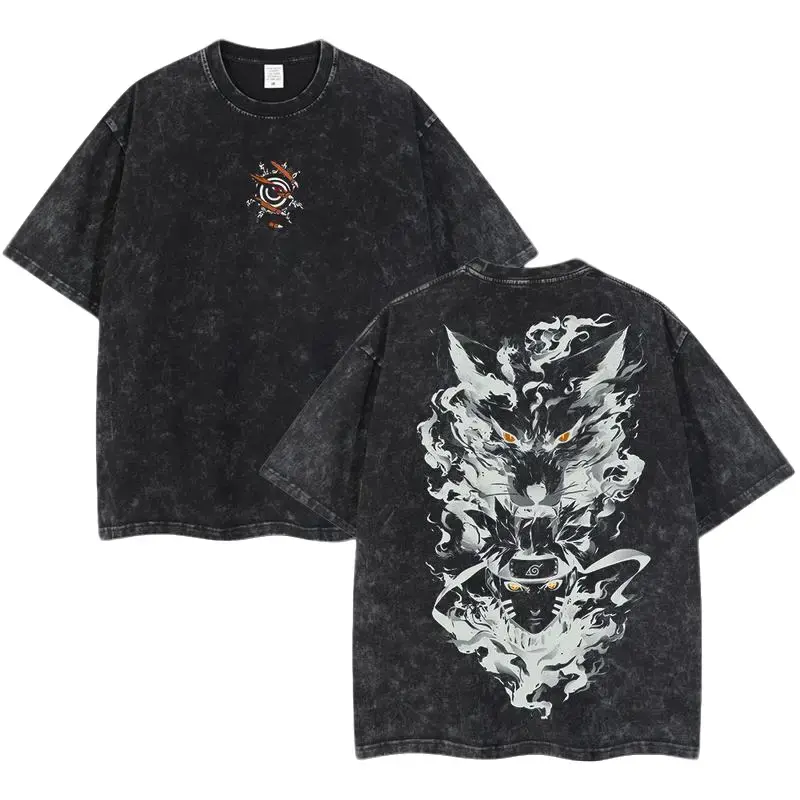 Retro Heavy Kurama x naruto Shippuden Anime Double Printed Tee