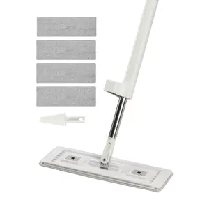 VEVOR Flat Mop, Self Wringing, Microfiber Floor Mop with 4 Reusable Washable Mop Pads for Dry Wet Floor Cleaning, Microfiber Flat Mop with Stainless Steel Handle for Hardwood Laminate Tile Vinyl