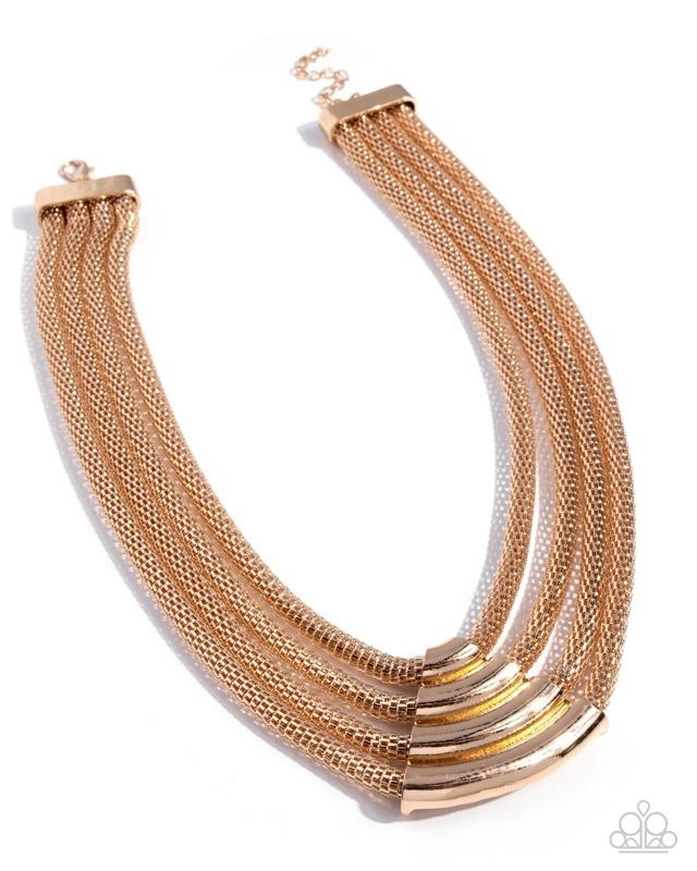 MESH-Age Gold Color Multi-Layered Necklace with Layered Design for Elegant Look