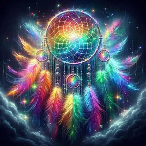 5D DIY Full Drill Round Diamond Painting - Diamond Art Kit Colorful Feather Mosaic Canvas DIY Wall Art, Home Wall Decoration, Suitable for Halloween, Christmas, Birthdays, and Anniversary Gifts