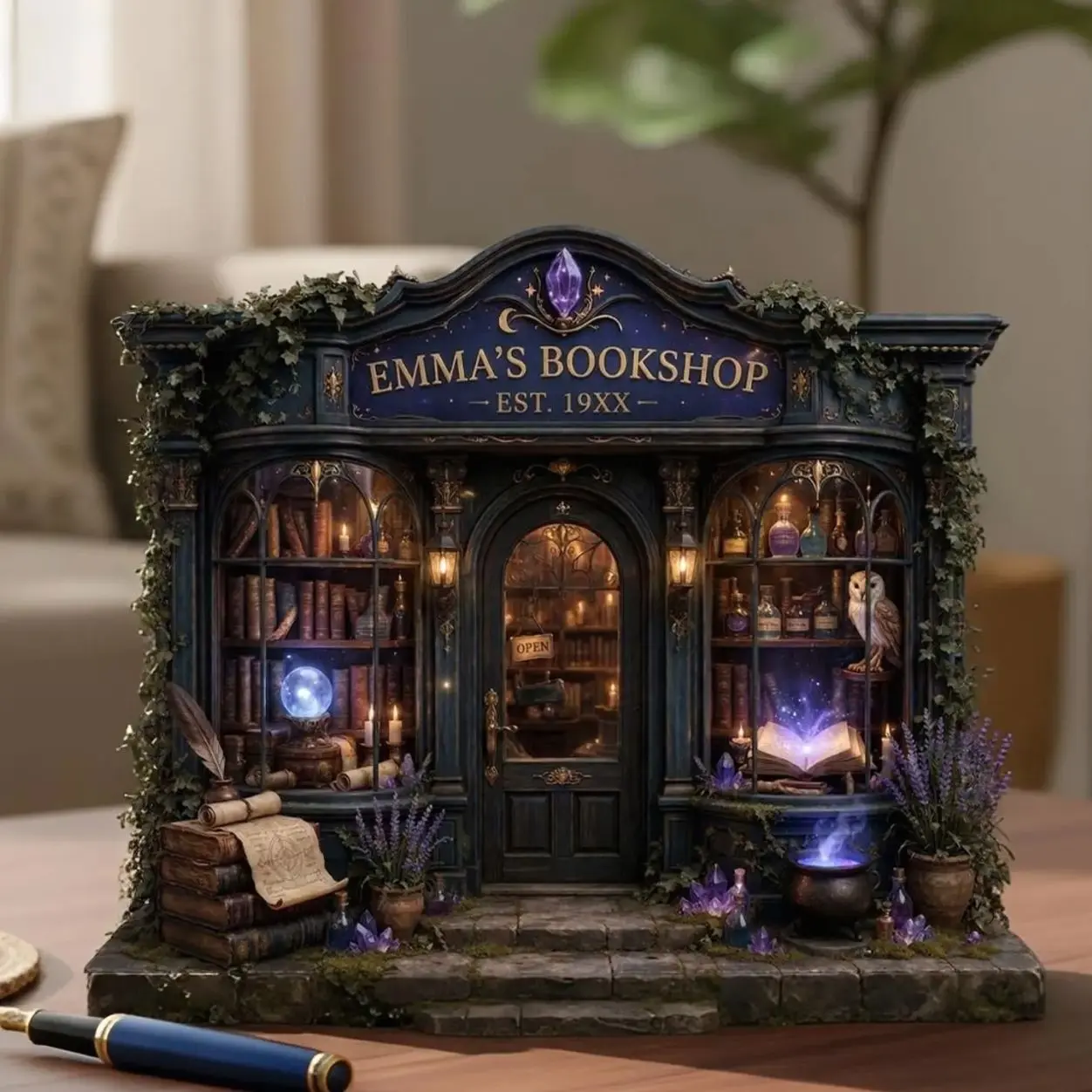 Custom Magical Book Nook Flat Bookshop Sign, Fantasy Bookstore Miniature, Witchy Bookshelf Decor, Dark Academia Gift Mini Library Diorama