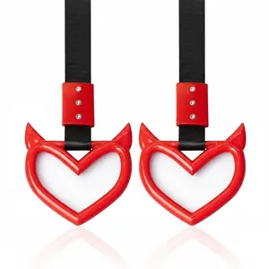 2 Pieces Heart Handle Keychains Car Accessory Heart Hand Strap Drift Charm for Car Interior Exterior Decoration(Red,Devil Style)black