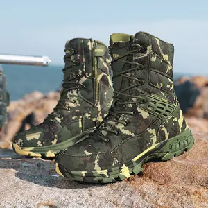 Men's Camo Pattern High Top Lace Up Tactical Boots, Casual Comfortable Anti-Slip & Wear-Resistant Thick-Soled Outdoor Sports Boots, Fashionable Boots for Outdoor Activities, Tactical Hiking Boot