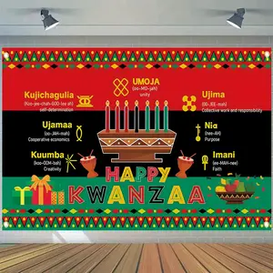 1pc 2D Flat African Traditional Kwanzaa Festival Photography Backdrop Banner, Durable Polyester, Easy Hanging with Four Holes, Multipurpose for Home Office Classroom Wall Decor, Carnival Theme, General Use, Entryway
