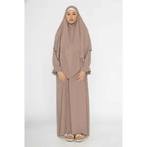 2-piece Khimar Abaya Set in Taupe