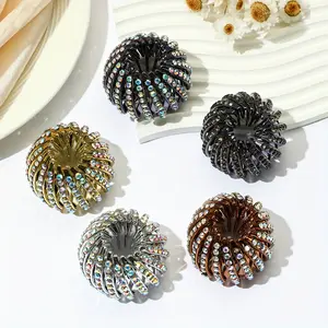 5-Piece Set Bird's Nest Magic Hair Clips Retractable Ponytail Shiny Hairpins Non-Slip Strong Fixation - 2024 New Women's Fashion Hair Accessories