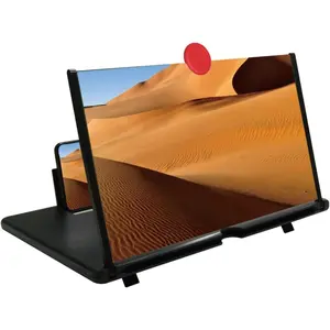 12" 3D HD Screen Magnifier for Movies, Videos, and Gaming. Foldable Phone Holder With Screen Magnifier, Supports All Smartphones(Black)