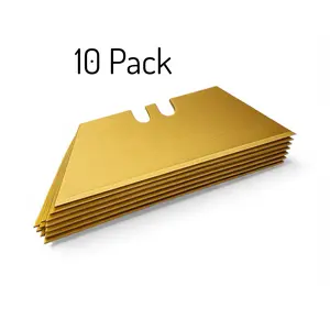 Utility Blades 10-Pack Titanium Fully Plated, Knife Box Cutter, Never Rust, Extra Durable, Black Blades, Gold Blades