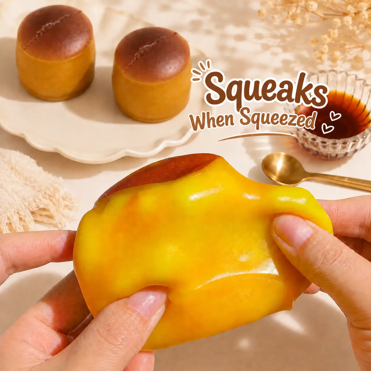Pudding Squish Toy, Sensory Squeeze Toy, non-rebound Crunchy TPR Material Anti-Stress Toy, Slow-Rising Soft Cute Portable Fidget Toy, Office Gifts for Friends, Kids, Family and Home squishy ball