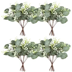 20 Mixed Eucalyptus Branches - Artificial Eucalyptus Leaves with White Seeds and Spray, Perfect for Adding a Natural Touch to Your Garden, Lawn, Wedding Decorations, Outdoor RV, Vase, Wreath or Bouquet Decorative Fruit Plants Ornaments