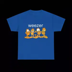 Weezer Garfield Band T Shirt Grunge Y2K Emo Goth Rock Tapout Affliction Deftones Menswear T-Shirt Tops Unisex