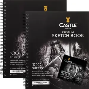 Premium Sketch Books 9in x 12in | Double Sketch Pad Pack | 200 Sheets of Quality 90gsm Paper | for Adult Artists and Learners | Spiral Bound for Versatility