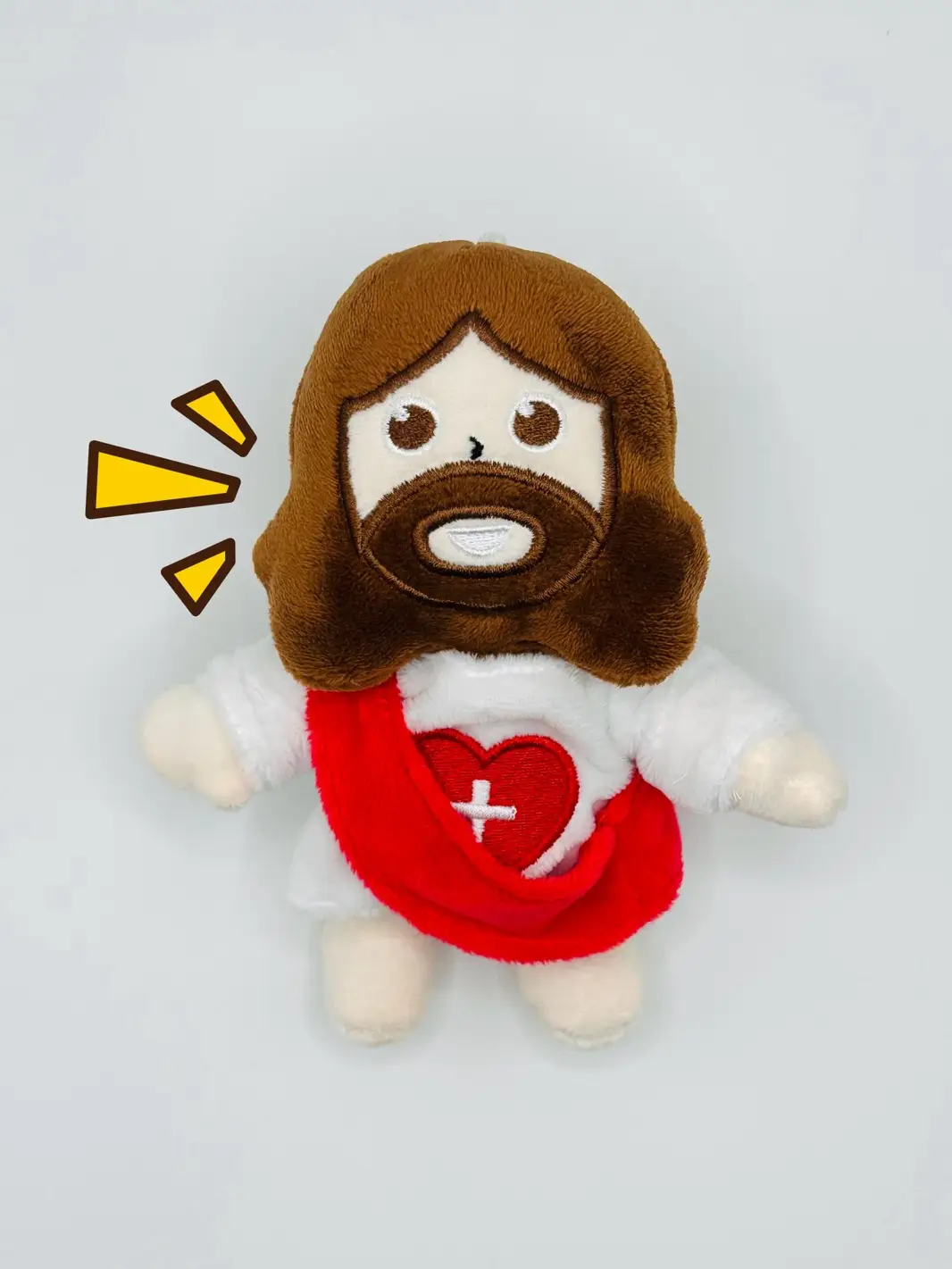The Talking Jesus&Bible Book Plush Keychain-Speaks 15 of Jesus' phrases from the Bible - Teach your kids before the World does Brown