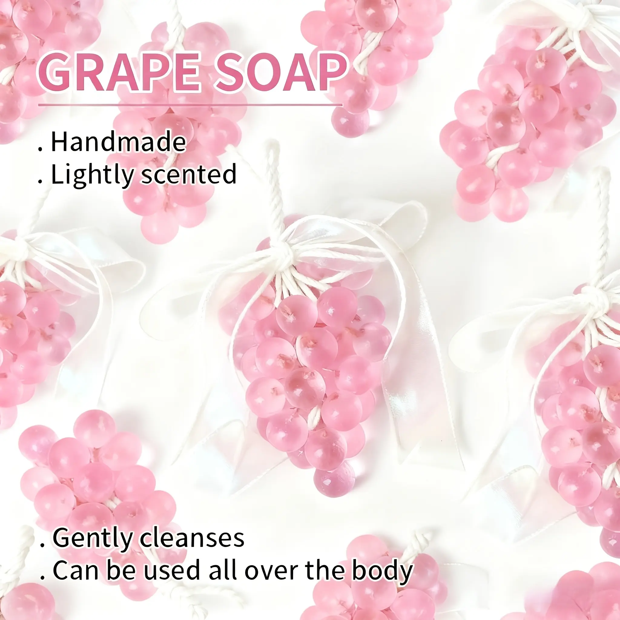 [10PCS/20PCS] Pink Grape Cluster Handmade Soap, Gentle Cleansing Soap – Face Wash,Bath,Hand Cleansing,Decorative Scented Hanging,Deep Cleanses,Smooths and Moisturizes Skin,Ideal for Oily,Dull,Rough,Acne-Prone Types,Perfect Christmas Gift