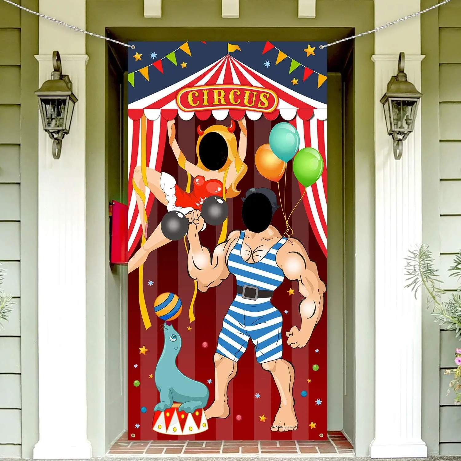 2D Flat Banner Door Cover 1pc Carnival Circus Party Decoration, Large Photo Door Banner Background Prop, No Power Required, Decorative Banner, Party Decorations Banners