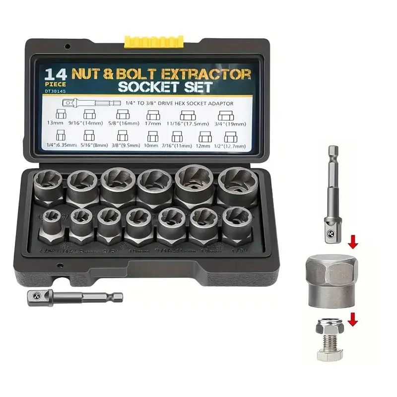 Hex Socket Set Compatible with 1/4''-3/8'' Drive, Covers Sizes 6.35mm to 19mm, Durable & Versatile Socket Wrench Set Tool Kit Socket Set DIYer for Mechanics & DIY Projects