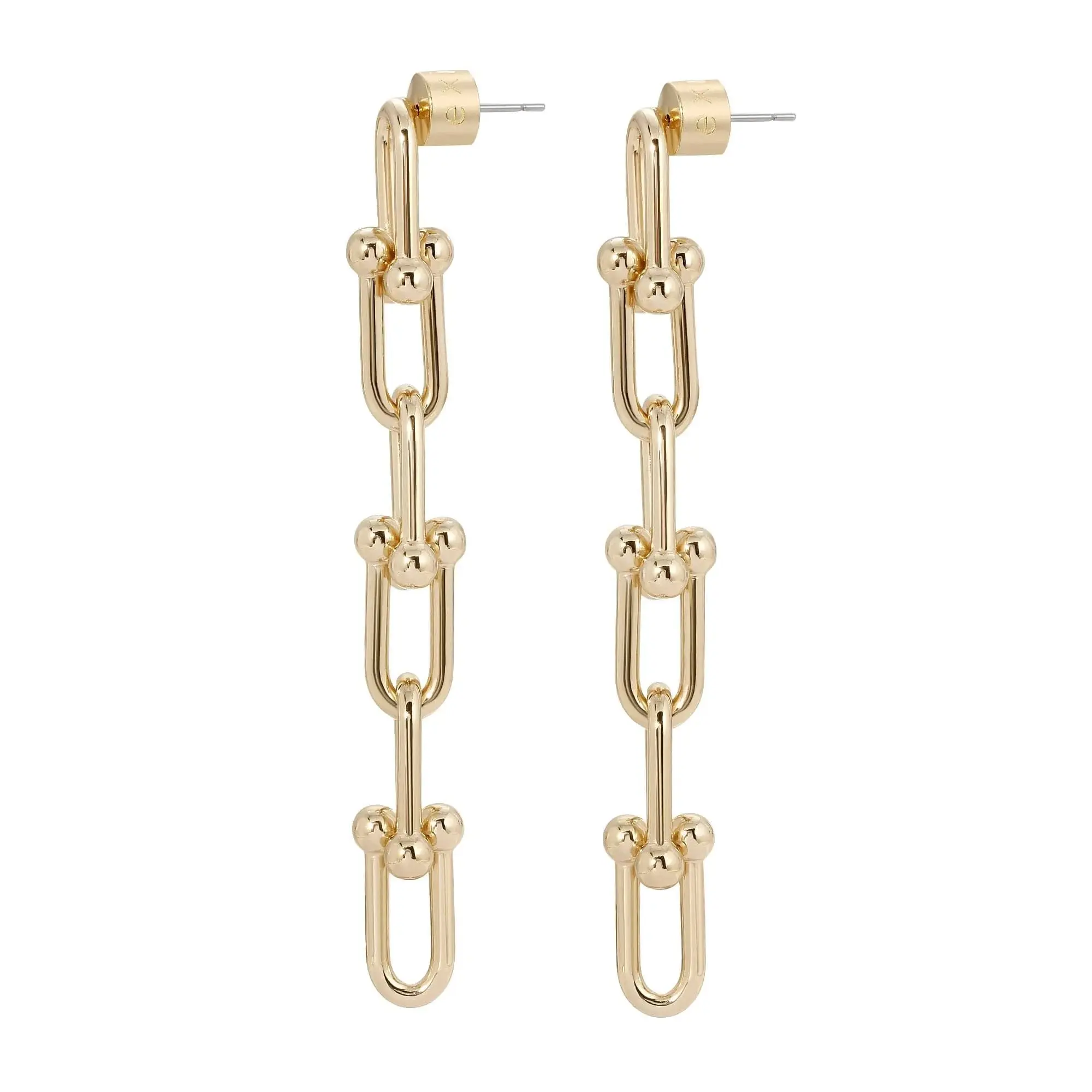 Margaux 6 Link Drop Earrings - Gold Color, Simple Design, Adjustable Chain