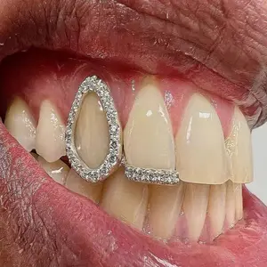 Single hollow zircon water drop love hip-hop braces all-match personality men and women can y2k