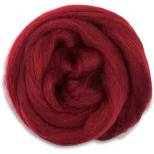 Dyed Corriedale Wool | 8.2 Ounces of Premium Combed Wool Top | 26 Micron, 100% Pure Corriedale Wool Roving, Ethically Sourced (Ruby Red)