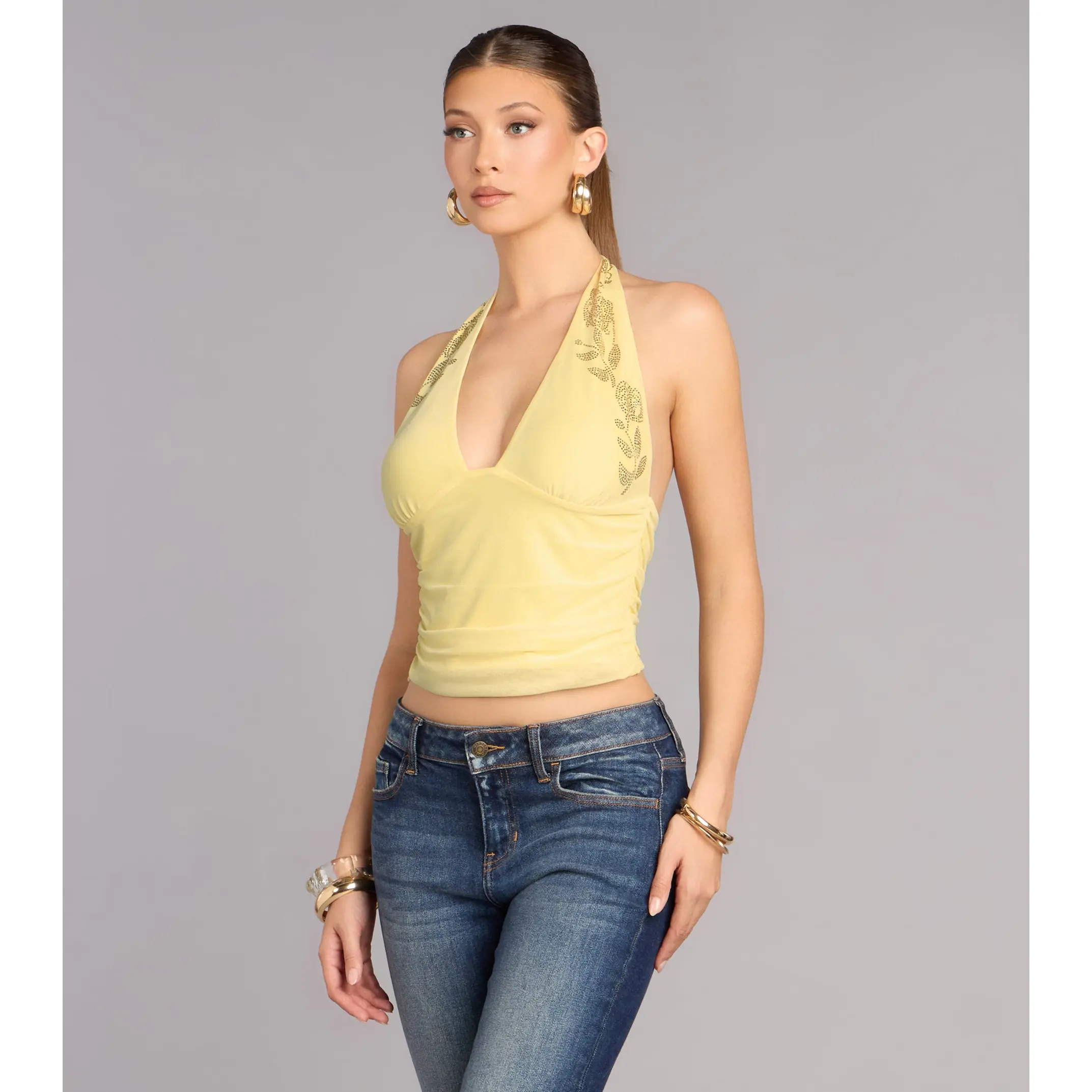 Flirty Shine Rhinestone Halter Top