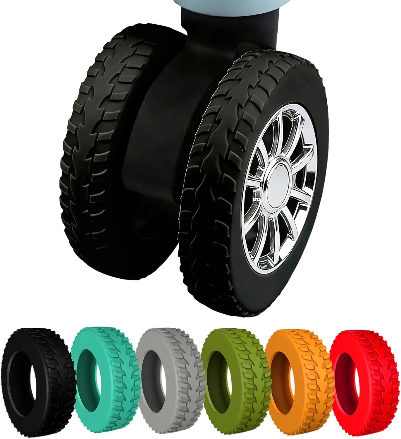 8Pcs Silicone Luggage Wheel Covers for 2-2.4" Spinner Wheels,Black | For exposed double suitcase wheels;Upgraded Luggage Travel Accessories,Helps reduce daily rolling noise and surface wear.