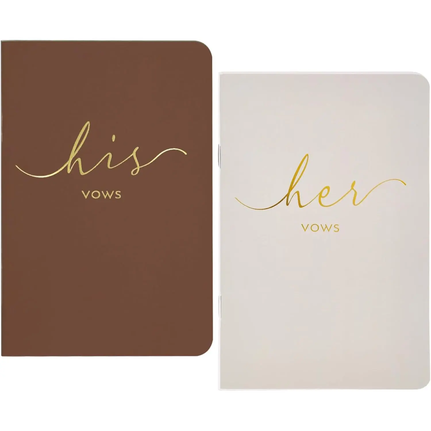 Wedding Vow Books His And Hers, Officiant Book For Wedding Ceremony,  Foil Wedding Notebook Bride Groom Booklet For Wedding Gifts, 28 Pages, 5.9" X 3.9", Wedding Journal, Terracotta beige