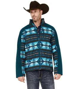 Powder River Outfitters Men's Southwestern Print Softshell Jacket - Prmo92rzy6-Teal