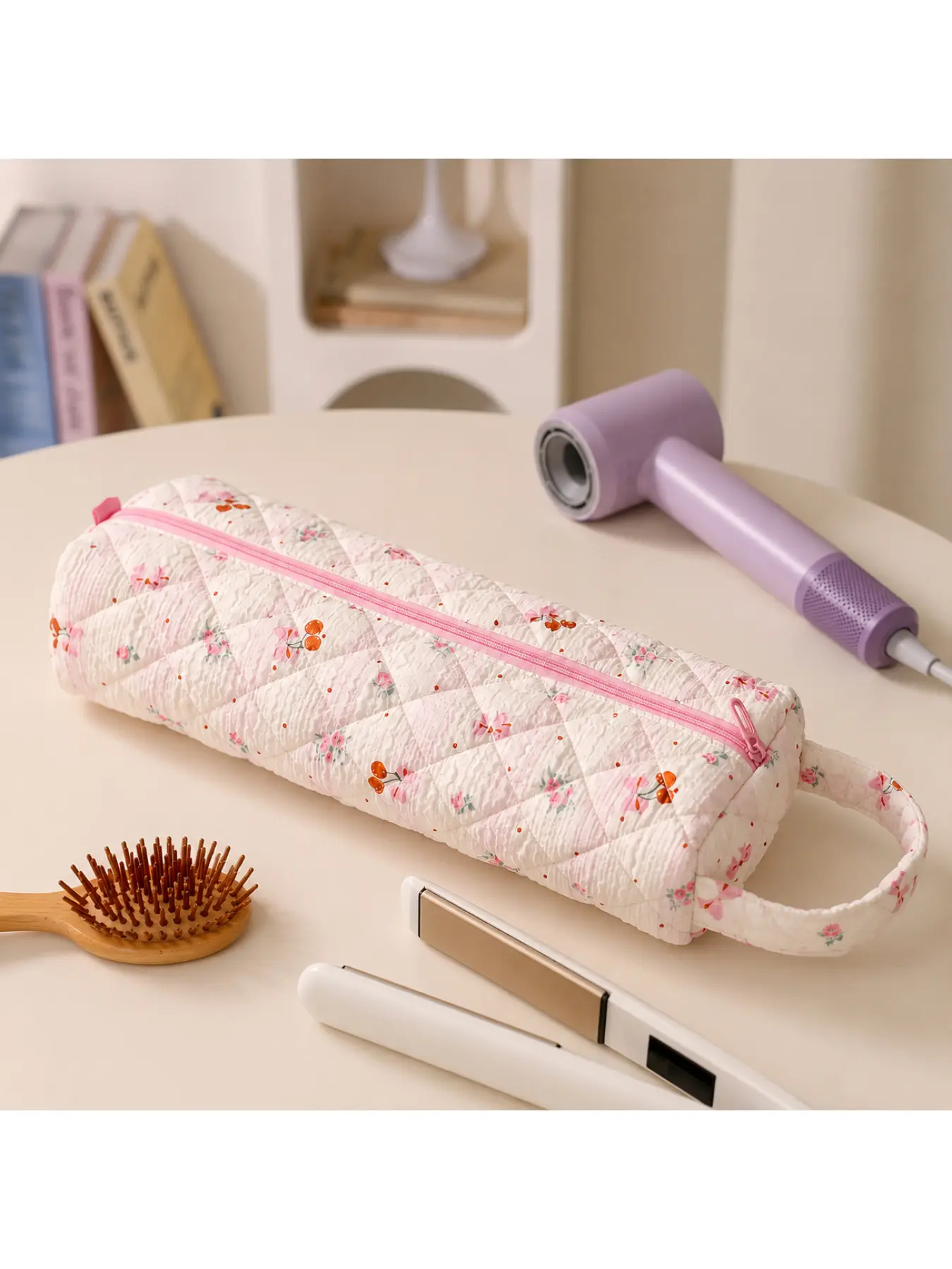 Leopard Print Hair Styling Tools Organizer Portable Heatproof Curling Wand Storage Bag, Travel Makeup Bags Organizers, Large Capacity Travel Makeup Pouch Travel Essentials Cosmetic Organizer Gift for Mom Wife Girlfriend Christmas Beauty Lover Gift