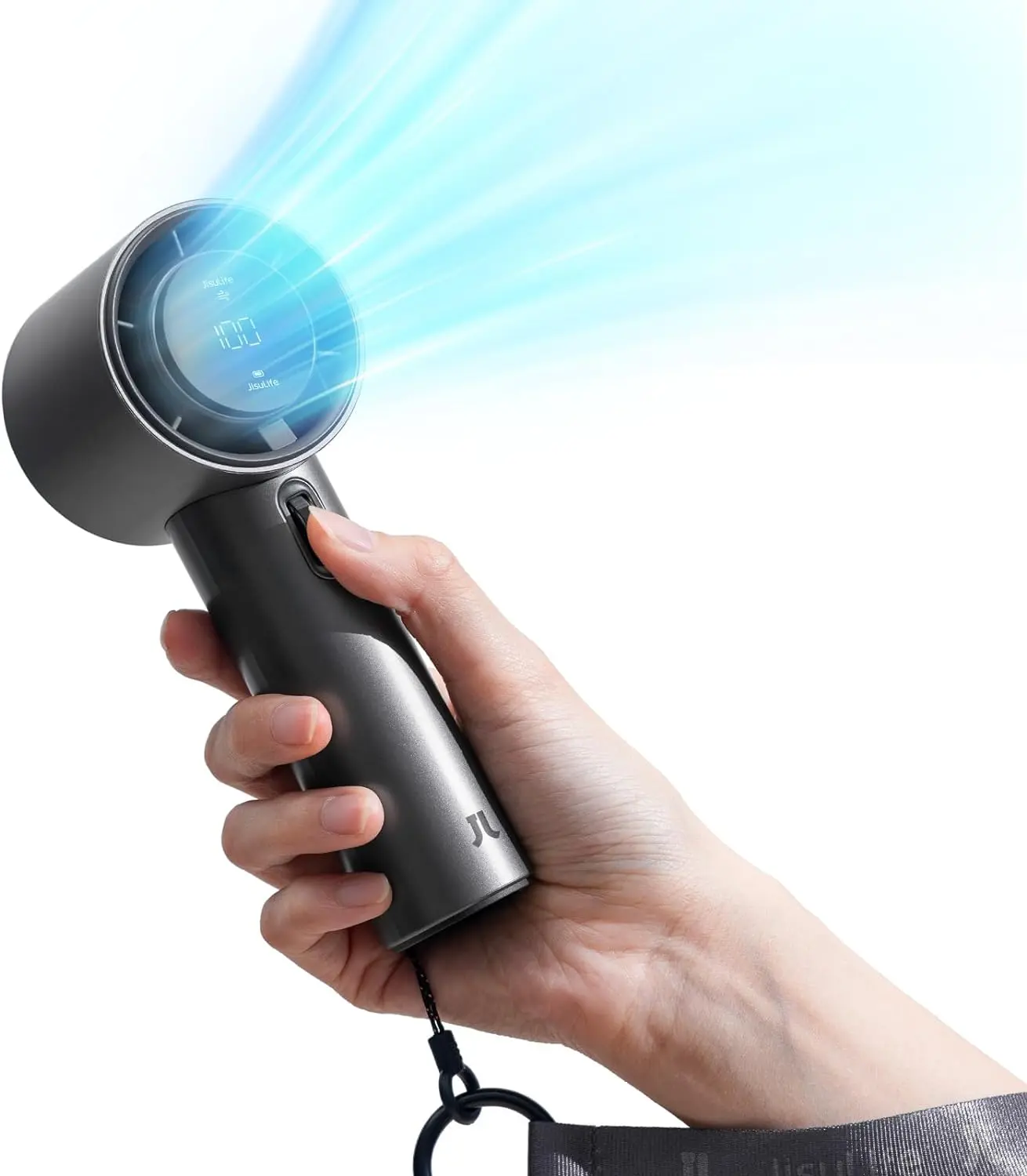 JISULIFE Portable Handheld Fan Speed(1-100) Turbo 5000mAh Battery Rechargeable with Metal Body,Digital Display