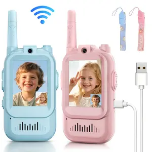 Video Walkie Talkies for Kids, Handheld 2 Pack Rechargeable Video Intercom Kids Walkies Talkies, Indoor Outdoor Toys for Family Games, Outside, Camping, Hiking for Boys Girls Ages 3-12 (Blue/Pink)
