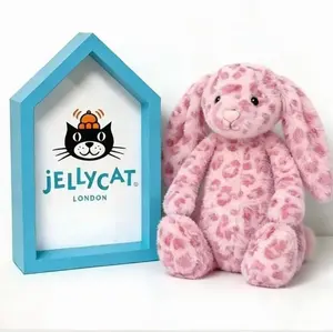 Jellycat NWT Hopscone Luxe Bunny Plush Toy Pink Leopard Print Bashful Bunny Doll