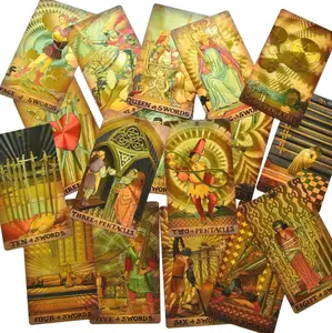 Unique Eco Plastic Borderless Waterproof Tarot Deck Gold Foil Tarot Big Size 3"x 5" 78 Cards Radiant Wise Spirit Tarot Guidebook + Gift Box