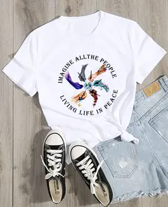 Imagine All The People Living Life In Peace Hippie Shirt, Hippie T Shirts, Hippy T Shirt, Hippy Shirts For Women, Hippie Shirts Mens Menswear Top Shiny Underwear Tshirt Streetwear