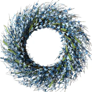 Bibelot 26 Inch Forsythia Spring Wreath for Front Door Large Artificial Floral Wreath Pink EVA Material Farmhouse Decor All Season Porch Wall Window Realistic Hand Carved EVA Blooms outdoorfun