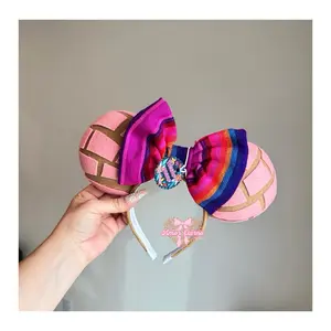 Pan Dulce Conchitas Ears Headband with Sarape Bow, Latina Cultural Themed Accessory