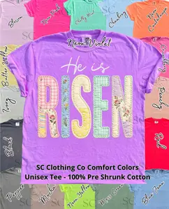 He is Risen FAUX stitching Comfort Colors Tee