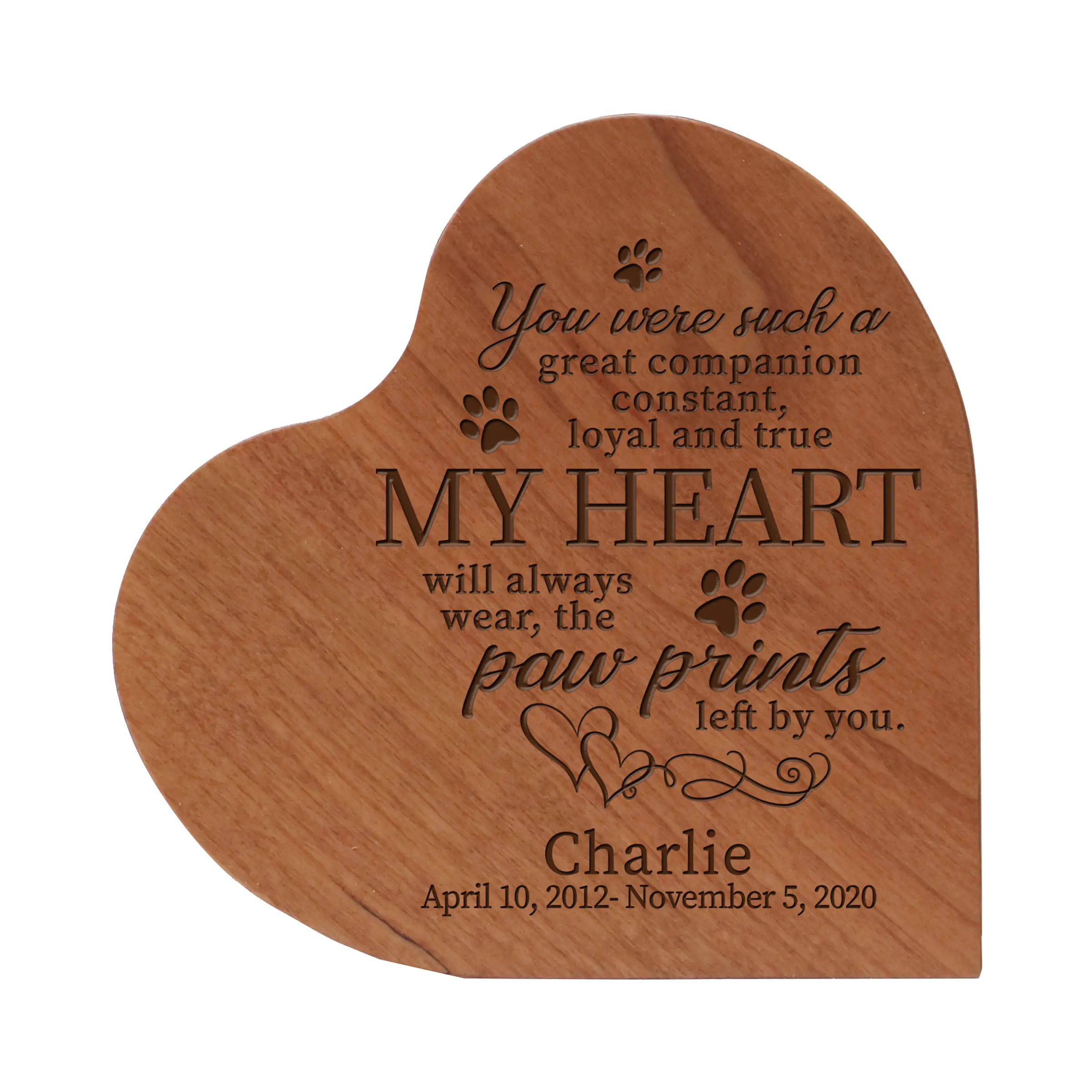 Personalized Pet Memorial Heart Block Urn - Handcrafted Dog & Cat Cremation Urn, 5"x5"x3" Compact Size (18 cu.in. of Ashes), Memorial Gift for Pet Lovers | You Were Such A Great Companion, Laser-Engraved Verse
