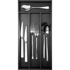 Silverware Organizer Small  Kitchen Drawer Organizer Utensil Organizer Silverware Holder Cutlery Organizer in drawer Flatware Organizer Tray (Black 4 Slots)