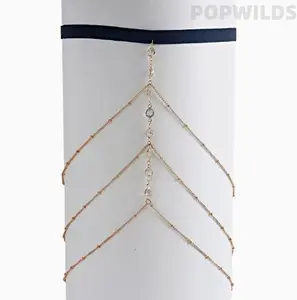 Trendy multi-layer golden thigh chain for women, hot European & American style. Adorned with sparkling diamonds and bead clips, this sexy body chain features delicate layered chains. Chic and eye-catching, perfect to spice up outfits for parties