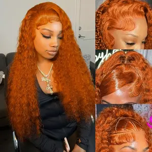 VKORun Ginger Lace Front Wigs Human Hair 13x6 Deep Wave Wig Orange Ginger Wig Human Hair Pre Plucked 350 Deep Curly Hd Lace Front Wigs for Women Deep Curly Frontal Wigs