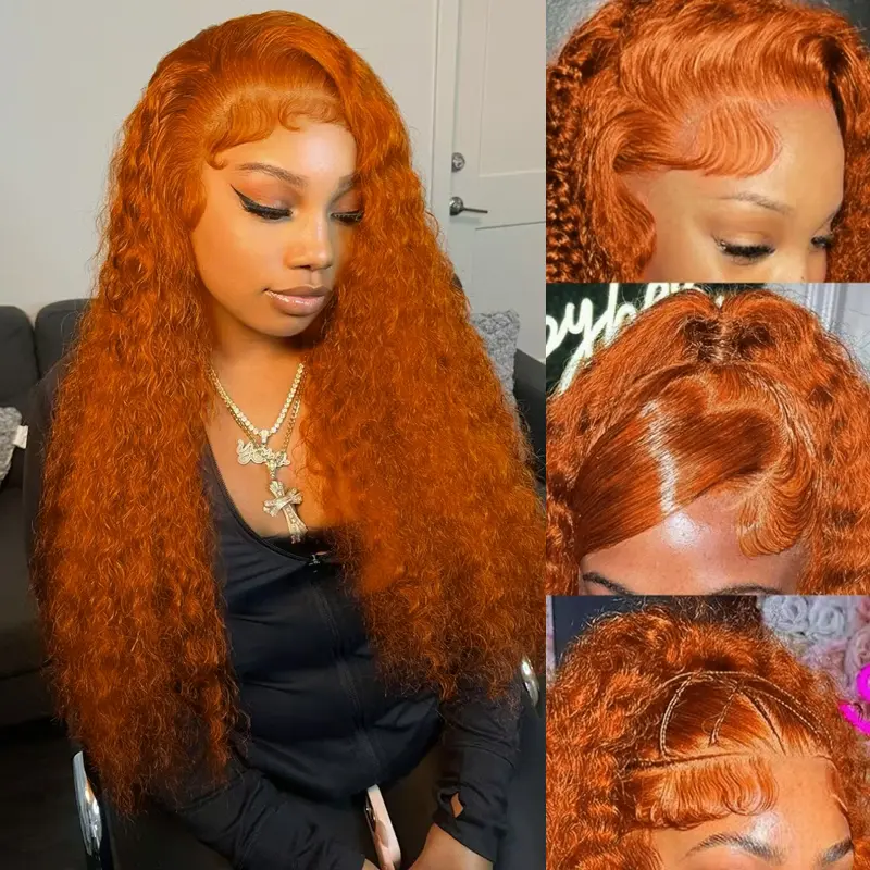 [30 inch only $109] VKORun Ginger Lace Front Wigs Human Hair 13x6 Deep Wave Wig Orange Ginger Wig Human Hair Pre Plucked 350 Deep Curly Hd Lace Front Wigs for Women Deep Curly Frontal Wigs
