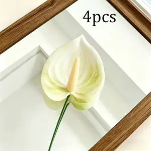 4 Pcs Realistic Anthurium Artificial Flowers, DIY Table Centerpiece Decor, Wedding Festival Gift, Thanksgiving Halloween Ornament