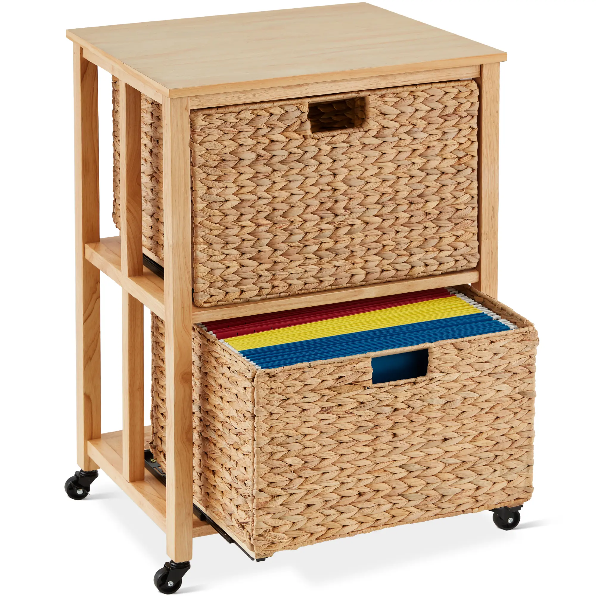 Best Choice Products Vertical Rolling File Cabinet for Home, Office w/ Rubberwood Frame, Locking Caster Wheels