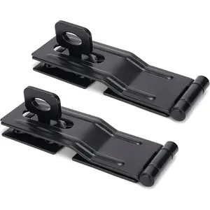 4-1/2" Swivel Staple Safety Hasps Gate Door Hasp Latches Packlock Clasp Locking with Twist Knob for Fence Gate Cabinet Black 2 Pack
