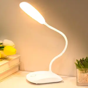 Battery Powered Desk Lamp, Portable Lamps Rechargeable 3 Color Modes Touch Control Stepless Dimming, Wireless Desk Lamp with 2000mAh, Small LED Table Light for Dorm Study Office Bedroom,White