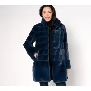 Dennis Basso Regular Pelted Faux Fur Jacket w/ Stand Collar