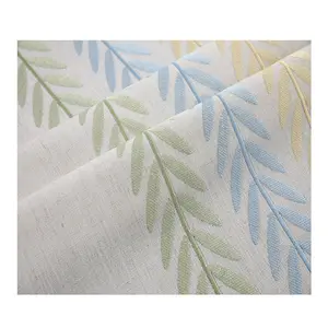 Tassel Linen Look Polyester Tablecloth Rectangle Home Living Room Vintage Dining Table Cover Light Luxury High End Feel Coffee Green Leaf Design