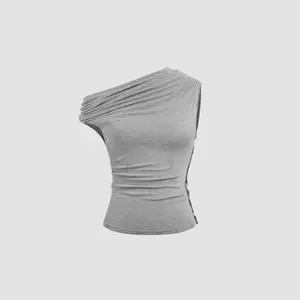 Cider Multi-way Knit Asymmetrical Neck Button Ruched Tank Top SwimWeek